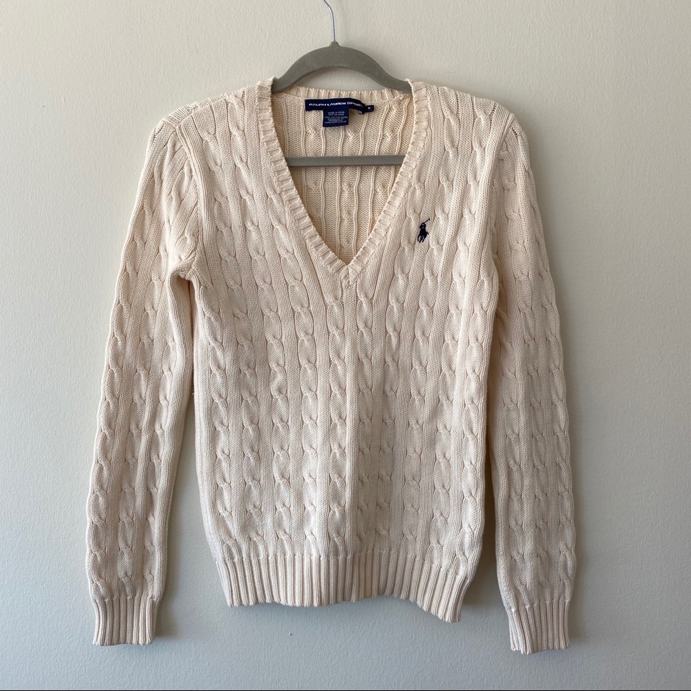 Ralph Lauren sport cream v-neck sweater size M